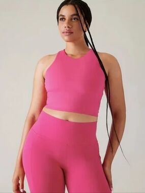 Athleta Conscious Crop Bra A-C in Tulip Pink Sz LRG